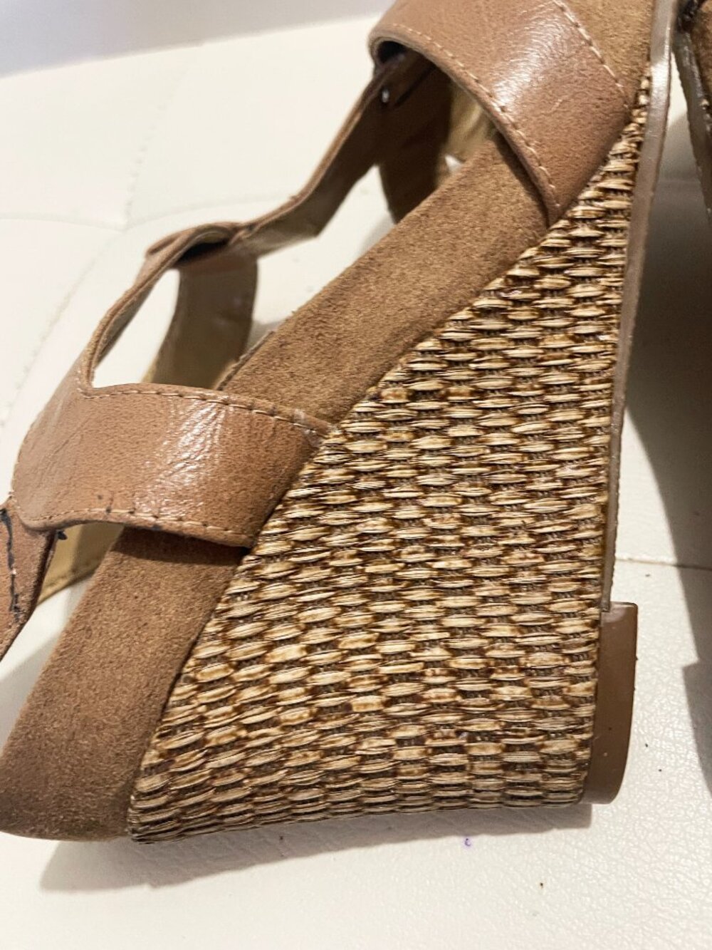 A2 by Aerosoles Tan Strappy Espadrille Wedge Comfy Open Toe Sandals Size 8.5M - Picture 4 of 11
